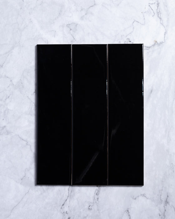 Polar Black Gloss Subway Tile 75x300mm