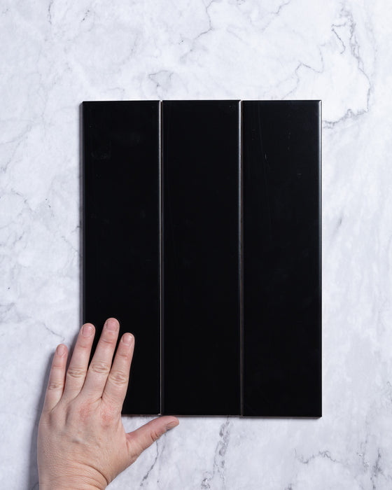 Polar Black Matt Subway Tile 75 x 300mm