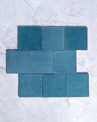 Rabat Sky Blue Zellige Look Spanish Ceramic Tile 100x100mm tile, view 2 - Tile Touch