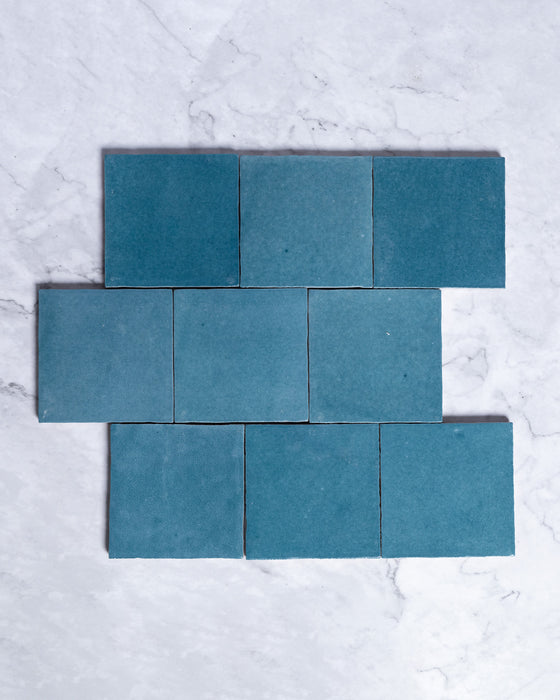 Rabat Sky Blue Zellige Look Spanish Ceramic Tile 100x100mm