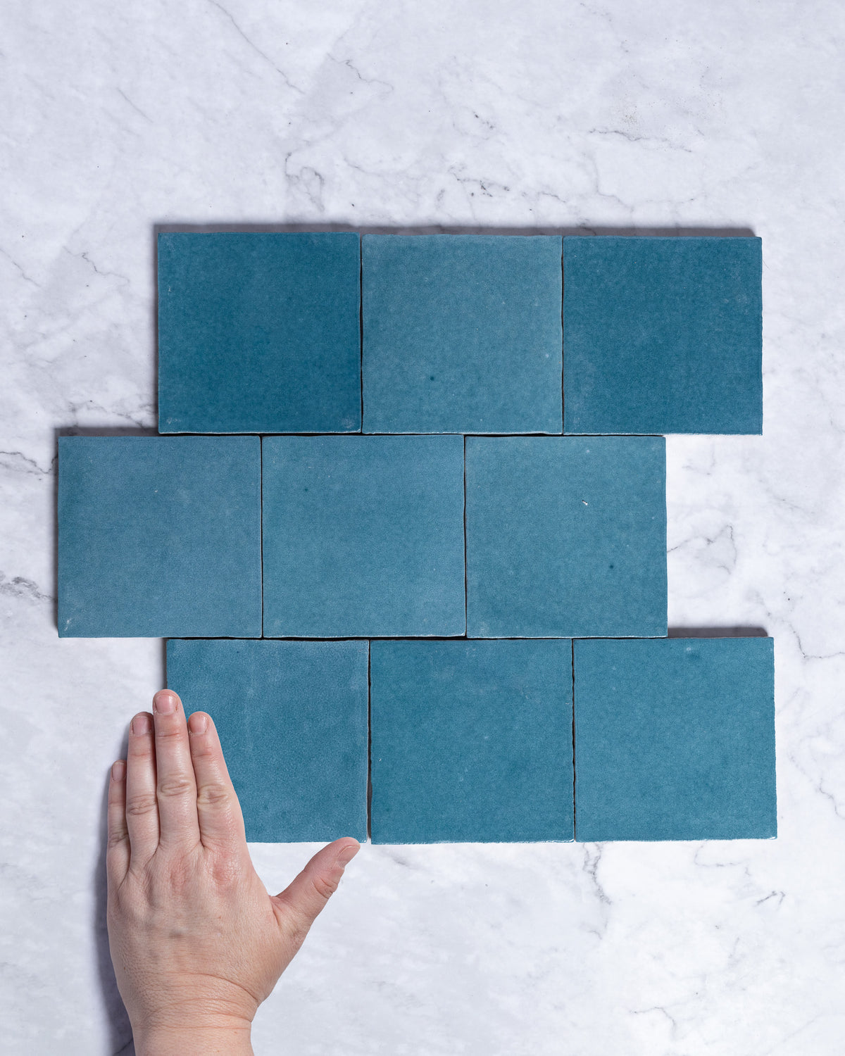 Rabat Sky Blue Zellige Look Italian Ceramic Tile 100x100mm