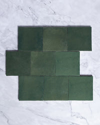 Rabat Fern Green Zellige Look Spanish Ceramic Tile 100x100mm tile, view 2 - Tile Touch
