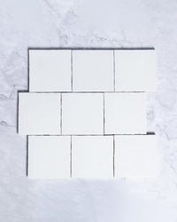 Rabat Cloudy White Zellige Look Spanish Ceramic Tile 100x100mm tile, view 2 - Tile Touch