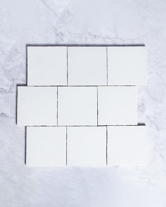 Rabat Cloudy White Zellige Look Spanish Ceramic Tile 100x100mm