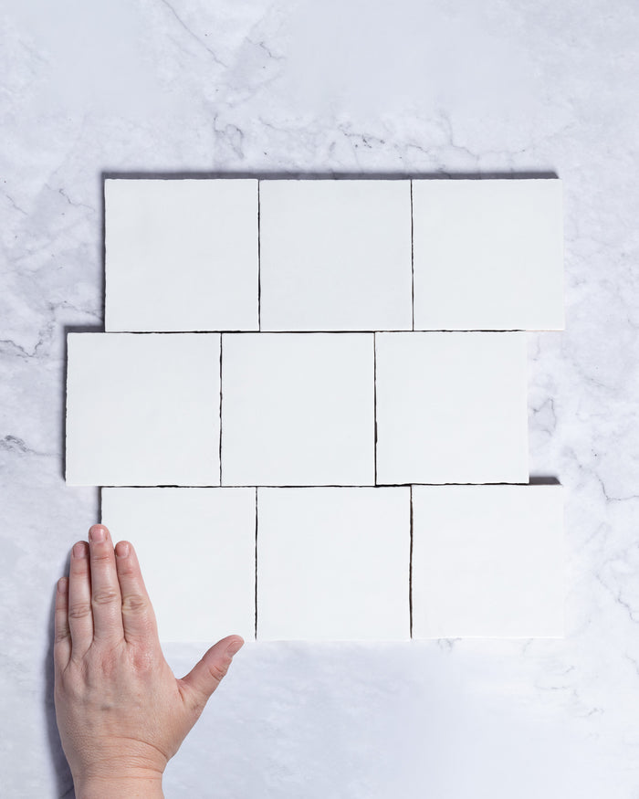 Rabat Cloudy White Zellige Look Spanish Ceramic Tile 100x100mm