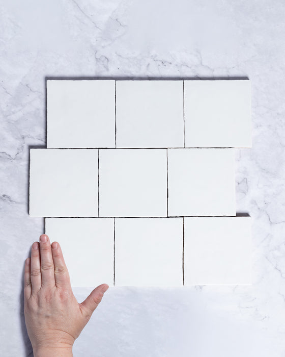 Rabat Cloudy White Zellige Look Spanish Ceramic Tile 100x100mm