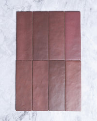 Rimtou Burgundy Subway Matt Tile 65x200mm tile, view 2 - Tile Touch