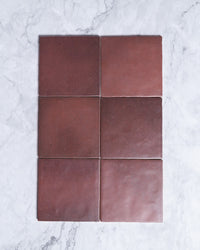 Rimtou Burgundy Square Matt Tile 132x132mm tile, view 3 - Tile Touch