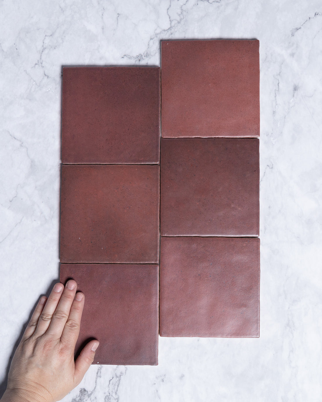Rimtou Burgundy Square Matt Tile 132x132mm tile, view 1 - Tile Touch
