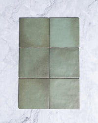 Rimtou Olive Green Matt Tile 132x132mm tile, view 2 - Tile Touch