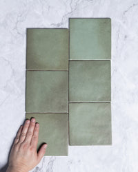 Rimtou Olive Green Matt Tile 132x132mm tile, view 3 - Tile Touch