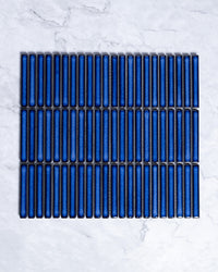 Roseby Denim Blue Gloss Kit Kat Finger Mosaic Tile tile, view 2 - Tile Touch