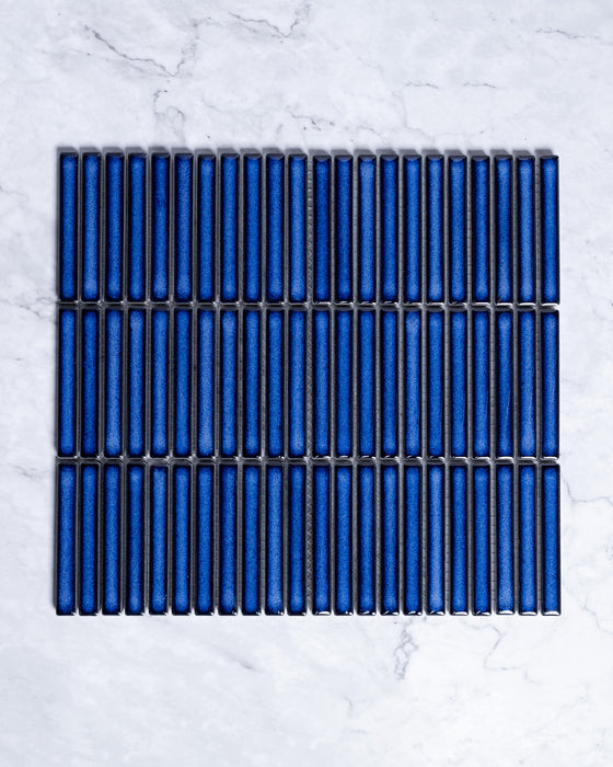 Roseby Denim Blue Gloss Kit Kat Finger Mosaic Tile