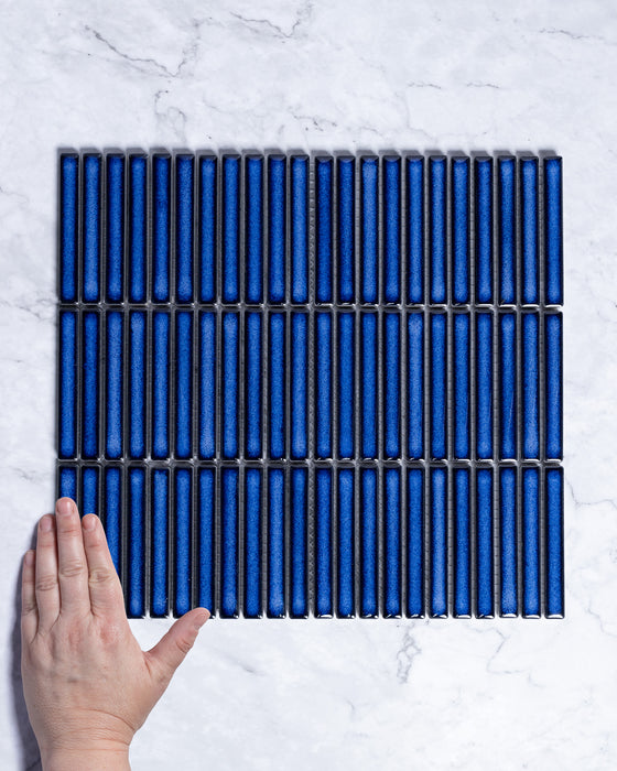 Roseby Denim Blue Gloss Kit Kat Finger Mosaic Tile