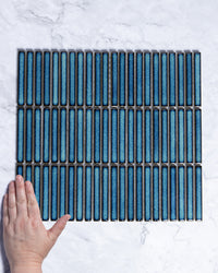 Roseby Forest Green Gloss Kit Kat Finger Mosaic Tile tile, view 1 - Tile Touch