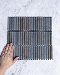 Roseby Tarnished Blue Grey Gloss Kit Kat Finger Mosaic Tile tile, view 1 - Tile Touch