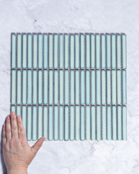 Roseby Mint Green Gloss Kit Kat Finger Mosaic Tile tile, view 1 - Tile Touch
