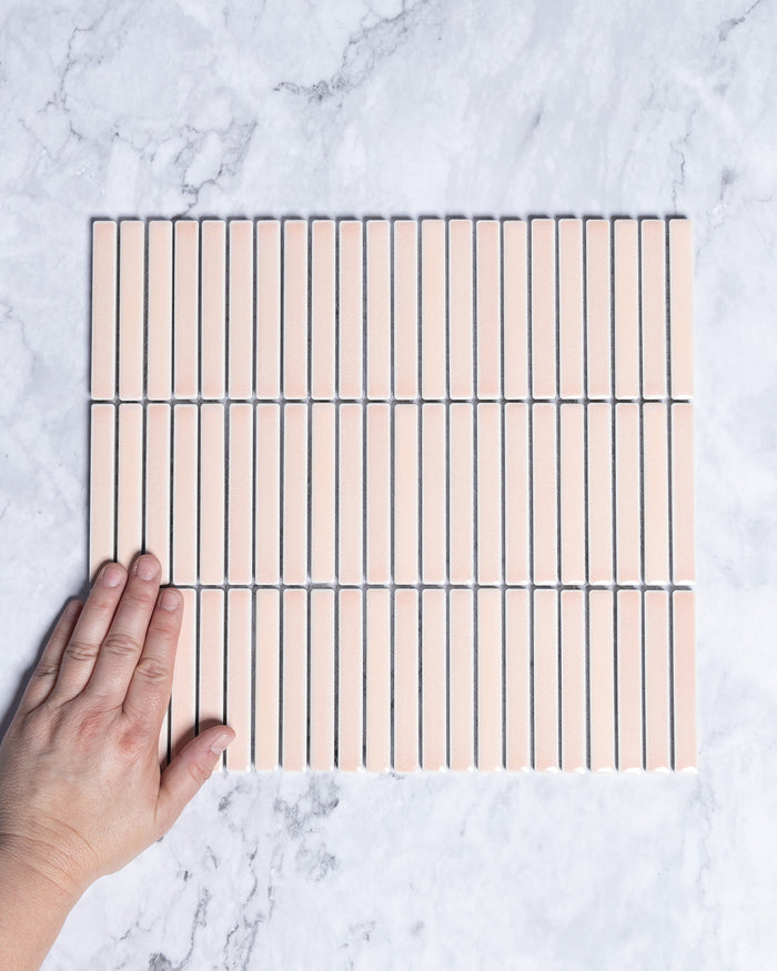 Roseby Soft Pink Gloss Kit Kat Finger Mosaic Tile