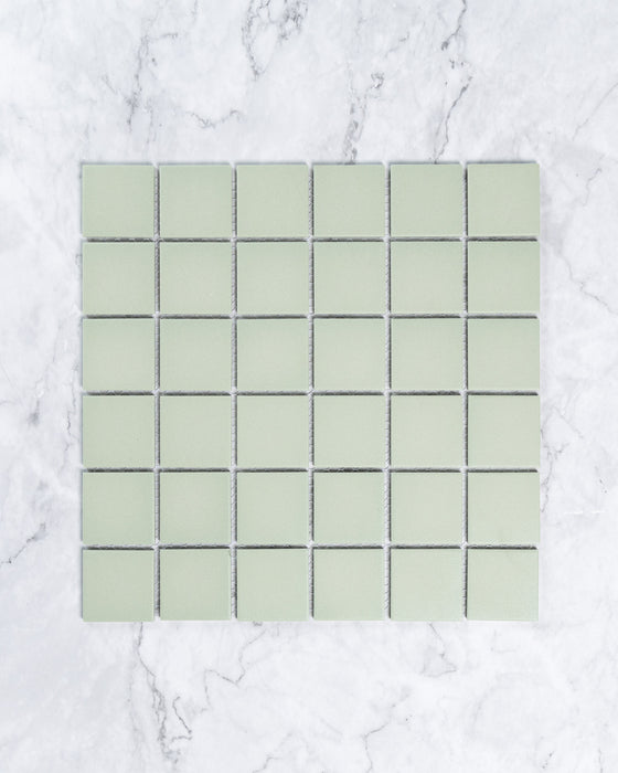 Bridges Mint Green Unglazed Full Body Porcelain Square Mosaic Tile 48 x 48mm