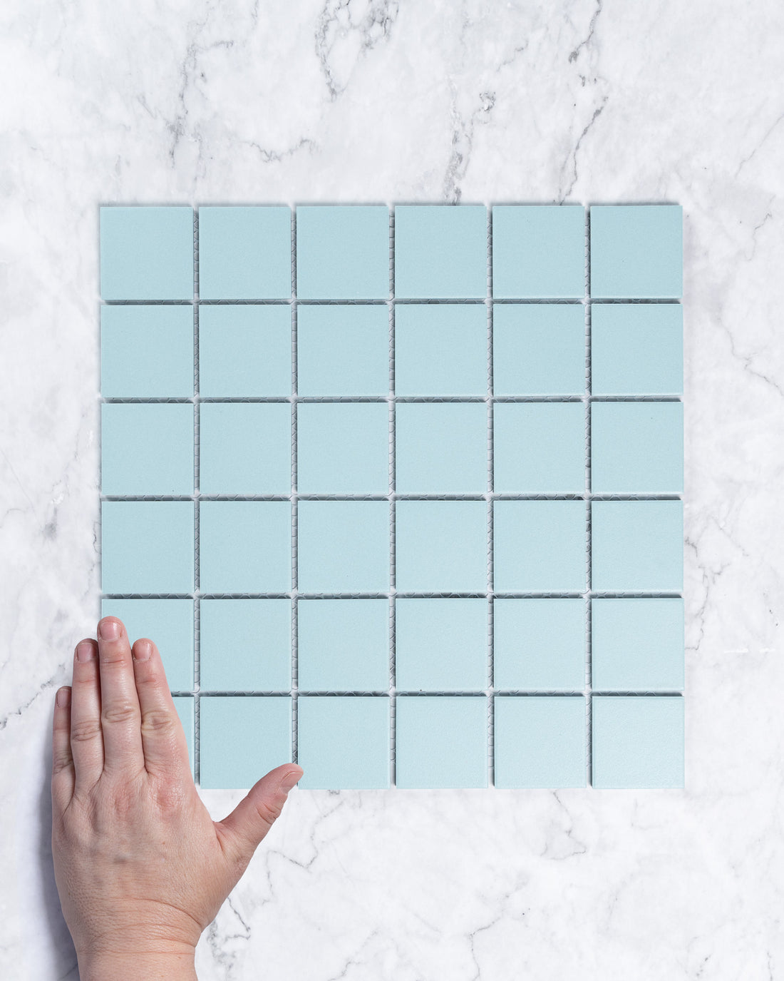 Bridges Sky Blue Unglazed Full Body Porcelain Square Mosaic Tile 48 x 48mm tile, view 1 - Tile Touch