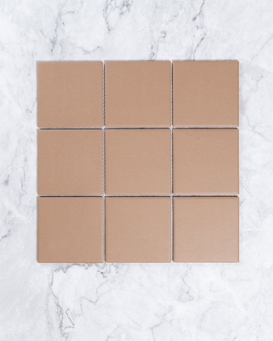 Bridges Mocha Brown Unglazed Full Body Porcelain Square Mosaic Tile 97x97mm