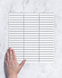 Roseby Plain White Gloss Kit Kat Finger Mosaic Tile tile, view 1 - Tile Touch