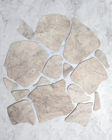  Burton Silver Travertine Look Porcelain Tile CRAZY PAVE