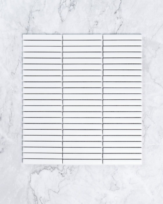 Roseby Plain White Gloss Kit Kat Finger Mosaic Tile