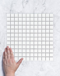 Fairway Mini Plain White Matt Square Mosaic 23x23mm tile, view 1 - Tile Touch