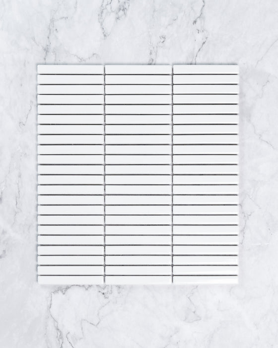 Roseby Plain White Matt Kit Kat Finger Mosaic Tile