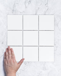 Vasta Plain White Matt Square Mosaic 97x97mm tile, view 1 - Tile Touch