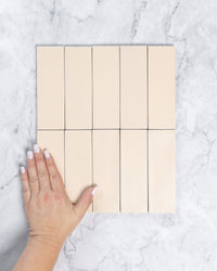 Kent Italian Matt Tile Soft Pink 50x150mm tile, view 1 - Tile Touch