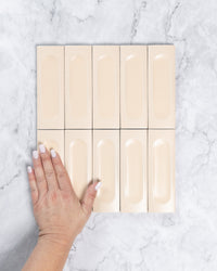 Kent Italian Matt Tile Soft Pink 50x150mm 3D tile, view 1 - Tile Touch