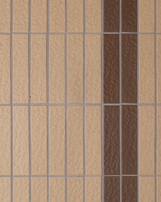 Kazoku Sabi Cocoa Brown Japanese Handcrafted Rectangle Mosaic Matt 45x195mm
