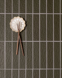 Sabi Khaki Green Japanese Handcrafted Rectangle Mosaic Matt 45x195mm tile, view 3 - Tile Touch