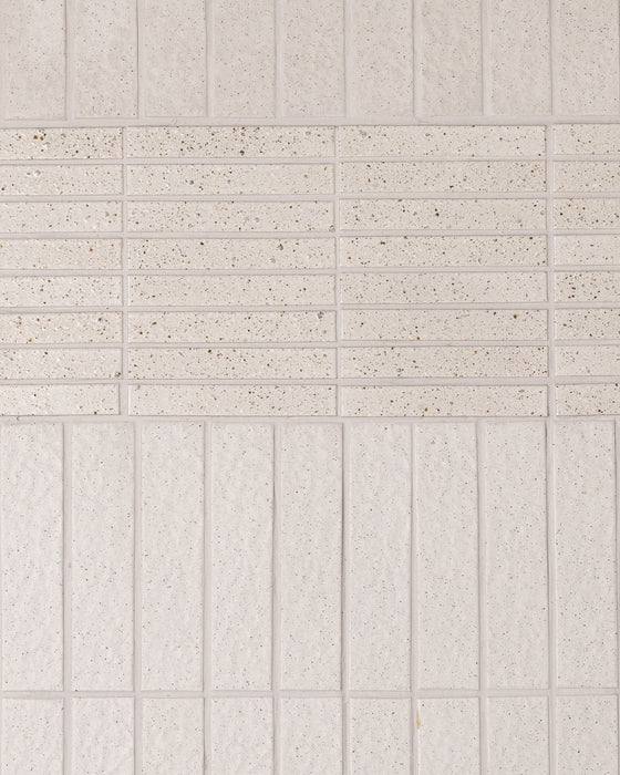 Kazoku Hatsuborder White Speckle Japanese Hand Crafted Kit Kat Mosaic Tile 23x152mm