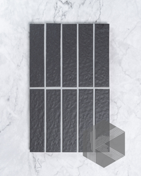 Sabi Charcoal Japanese Handcrafted Rectangle Mosaic Matt 45x195mm Front