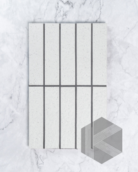 Sabi White Japanese Handcrafted Rectangle Mosaic Matt 45x195mm Front