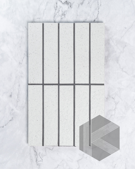 Sabi White Japanese Handcrafted Rectangle Mosaic Matt 45x195mm Front