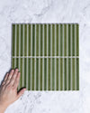 Kazoku Sapporo Olive Green Speckle Japanese Hand Glazed Finger Mosaics 15x148mm