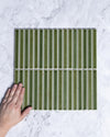 Sapporo Olive Green Speckle Japanese Hand Glazed Finger Mosaics 15x148mm