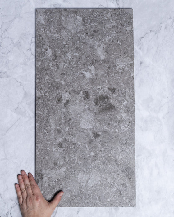 Tivoli Mid Grey Ceppo Di Gre Stone Look Porcelain Tile 300 x 600mm