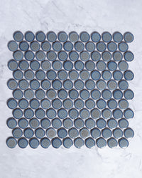 Vogue Tarnished Charcoal Glossy Large Penny Round Mosaic