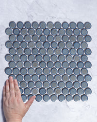 Vogue Tarnished Charcoal Glossy Large Penny Round Mosaic