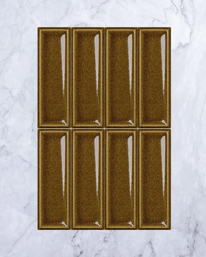 Yuki Bevelled Ambar Dark 50x150mm tile - Tile Touch