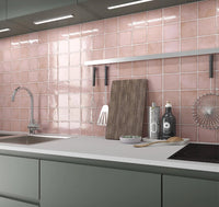 Exville Dusty Pink Gloss Spanish Tile 100x100mm tile, view 3 - Tile Touch
