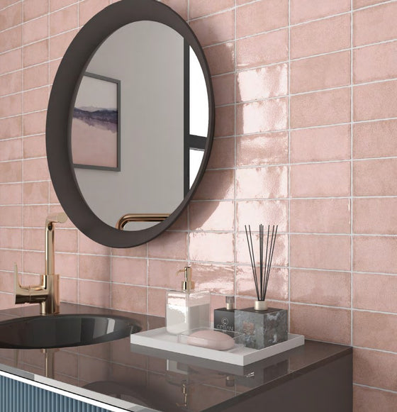 Exville Dusty Pink Gloss Spanish Tile 75x150mm