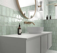 Exville Mint Green Gloss Spanish Tile 75x150mm tile, view 3 - Tile Touch