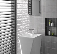 Exville Silver Grey Gloss Spanish Tile 75x150mm tile, view 3 - Tile Touch
