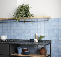 Exville Sky Blue Gloss Spanish Tile 100x100mm tile, view 3 - Tile Touch